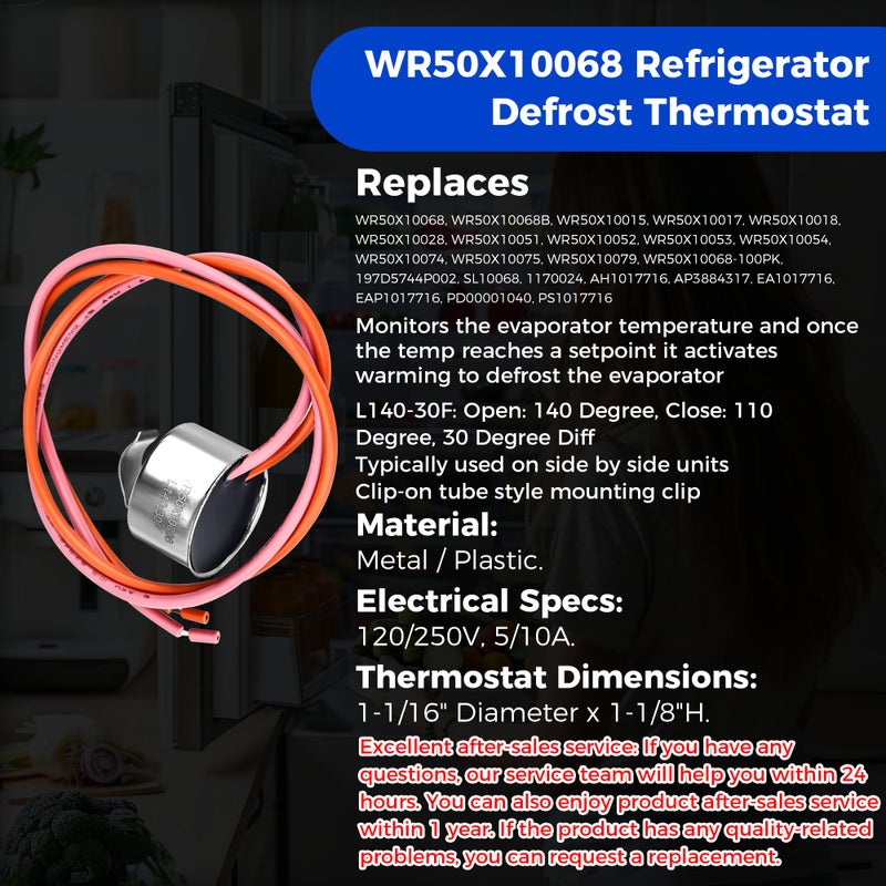 Romalon WR51X10055 Refrigerator Defrost Heater Kit, Temperature Sensor WR55X10025, High Limit Thermostat WR50X10068 Fit for GE General Electric Kenmore by Romalon - Image 4